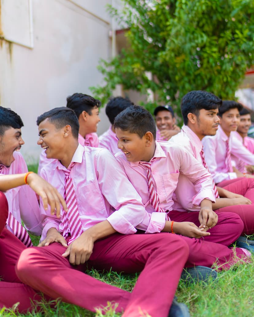 Happy student laughing